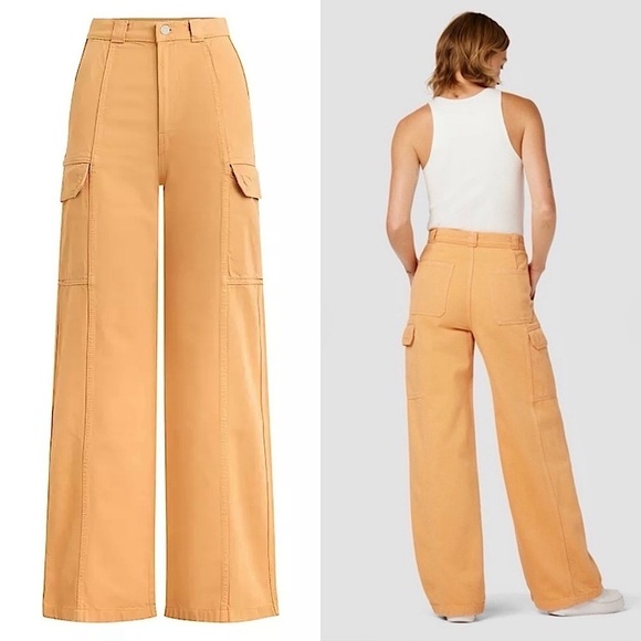 HUDSON JEANS 90s Orange Creamsicle High Rise Wide Leg Utility Cargo Pants 26 - Picture 5 of 9